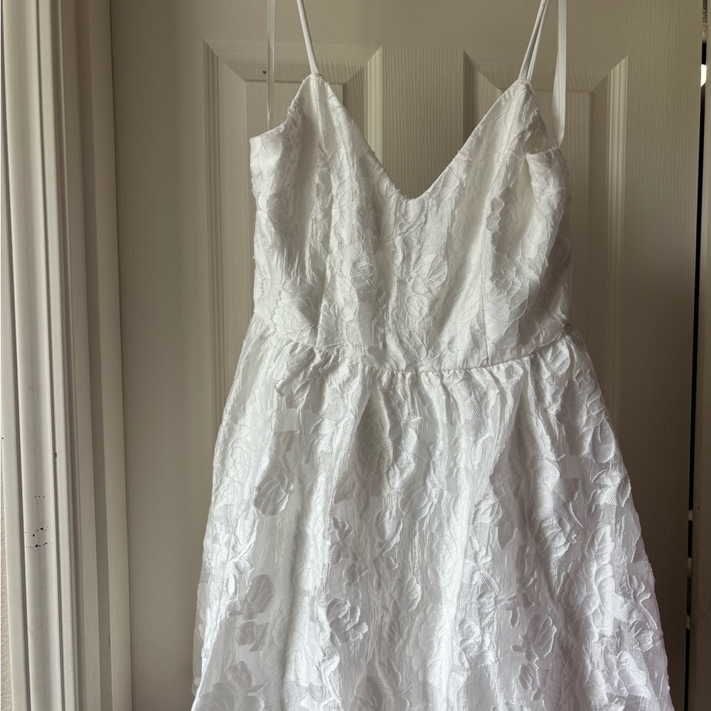 Windsor White Spaghetti Strap Floral Lace Dress